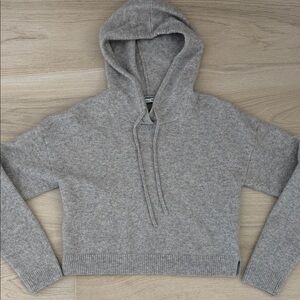 Reformation Gray Hooded Women's Knit Sweater 70% Cashmere Small